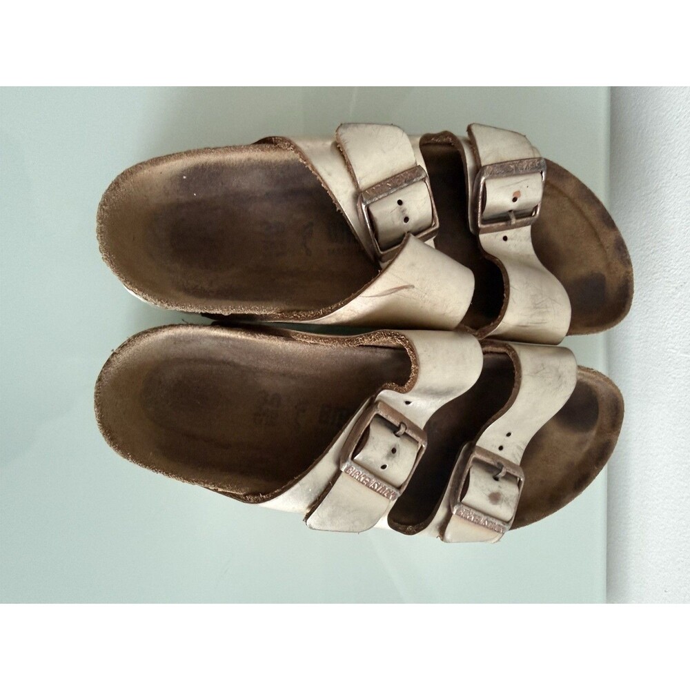 ✿ Birkenstock Arizona Sandals EU 38 US 7-7.5 Cream Leather Double Strap